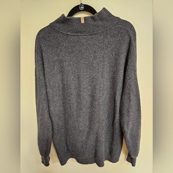 Lunya Cotton Silk Blend Henley Pullover Sweater Restful Grey Heather Oversized M - Picture 2 of 12